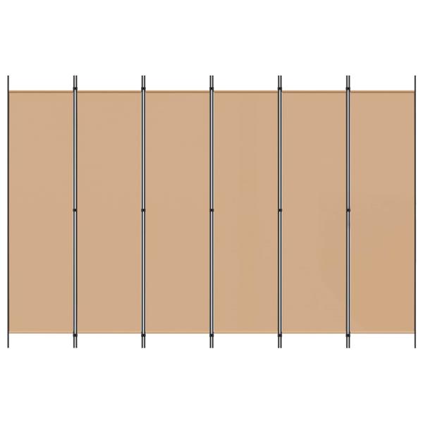 Grote foto vidaxl 6 panelen kamerscherm beige 300 x 200 cm stof huis en inrichting overige huis en inrichting