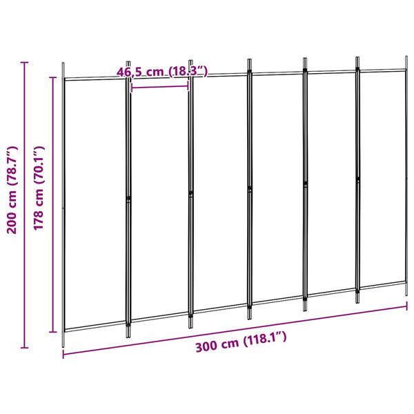 Grote foto vidaxl 6 panelen kamerscherm beige 300 x 200 cm stof huis en inrichting overige huis en inrichting