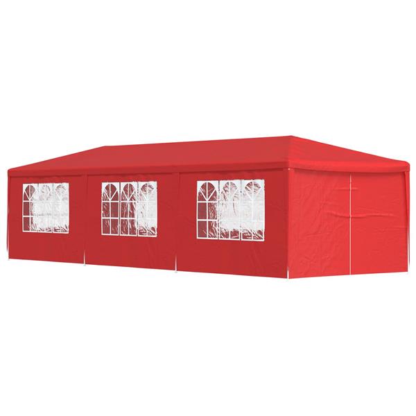 Grote foto vidaxl partytent 900 x 300 x 255 cm rood pe en staal tuin en terras overige tuin en terras