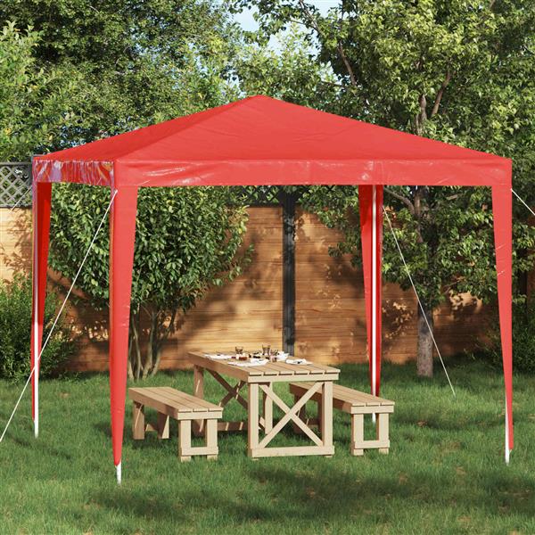 Grote foto vidaxl partytent 250 x 250 x 240 cm rood pe en staal tuin en terras overige tuin en terras