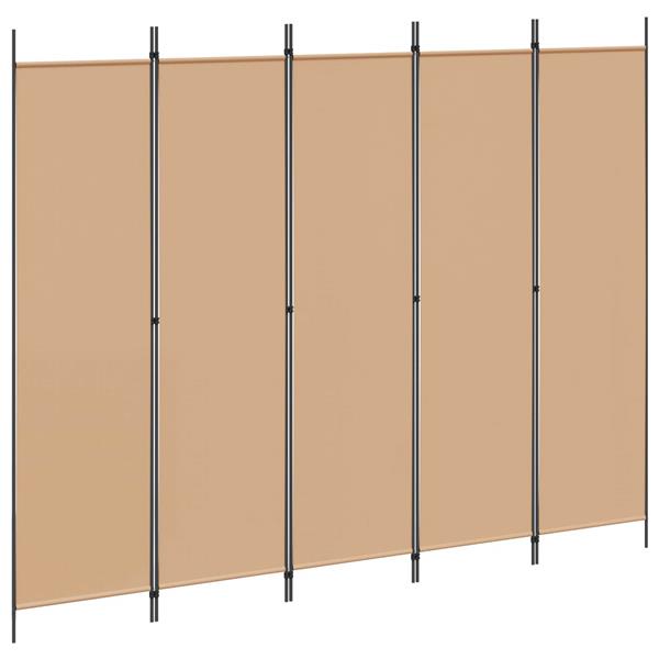 Grote foto vidaxl 5 panel room divider beige 250 x 200 cm stof huis en inrichting overige huis en inrichting