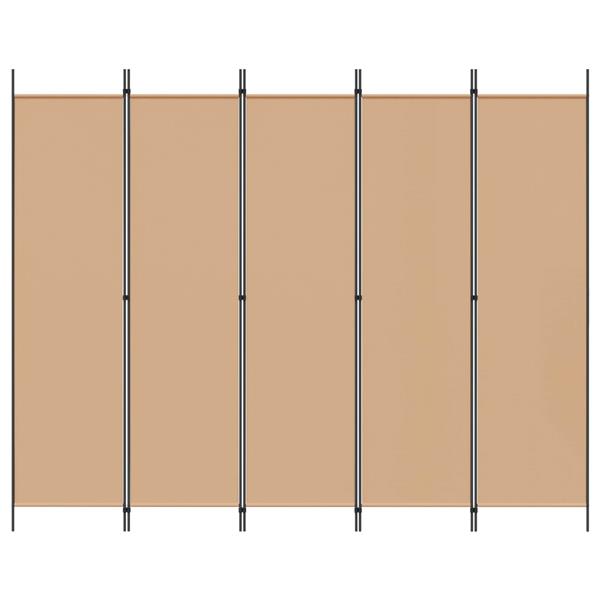 Grote foto vidaxl 5 panel room divider beige 250 x 200 cm stof huis en inrichting overige huis en inrichting