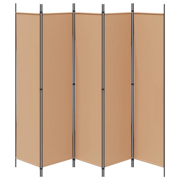 Grote foto vidaxl 5 panel room divider beige 250 x 200 cm stof huis en inrichting overige huis en inrichting