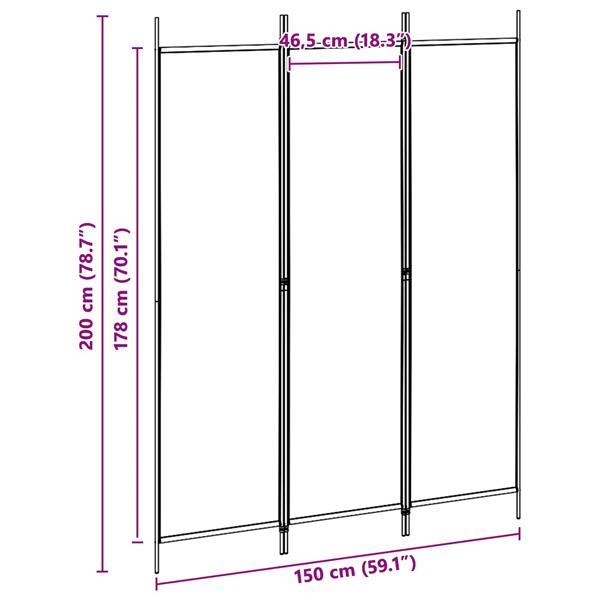 Grote foto vidaxl 3 panel room divider beige 150 x 200 cm stof huis en inrichting overige huis en inrichting