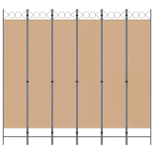 Grote foto vidaxl 6 panelen kamerscherm beige 240 x 220 cm stof huis en inrichting overige huis en inrichting
