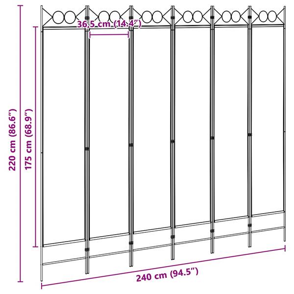 Grote foto vidaxl 6 panelen kamerscherm beige 240 x 220 cm stof huis en inrichting overige huis en inrichting