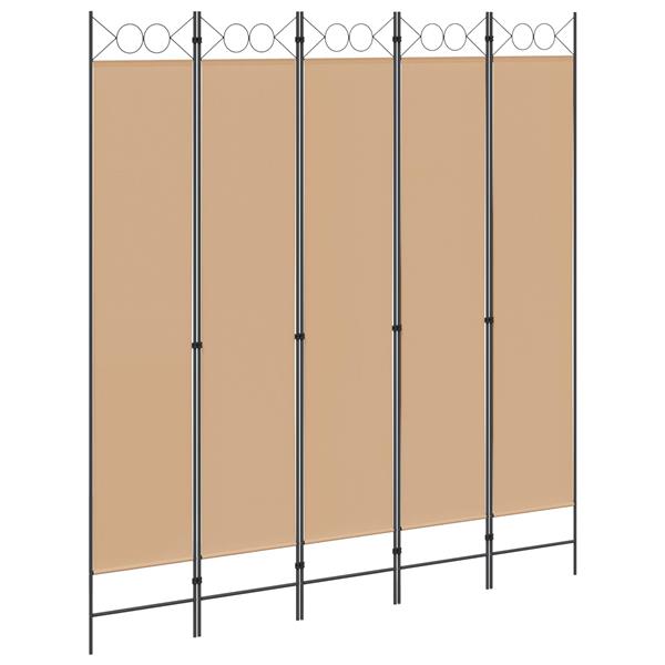 Grote foto vidaxl 5 panel room divider beige 200 x 220 cm stof huis en inrichting overige huis en inrichting