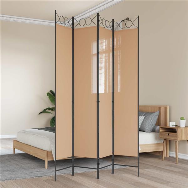 Grote foto vidaxl 4 panelen roomdivider beige 160 x 220 cm stof huis en inrichting overige huis en inrichting