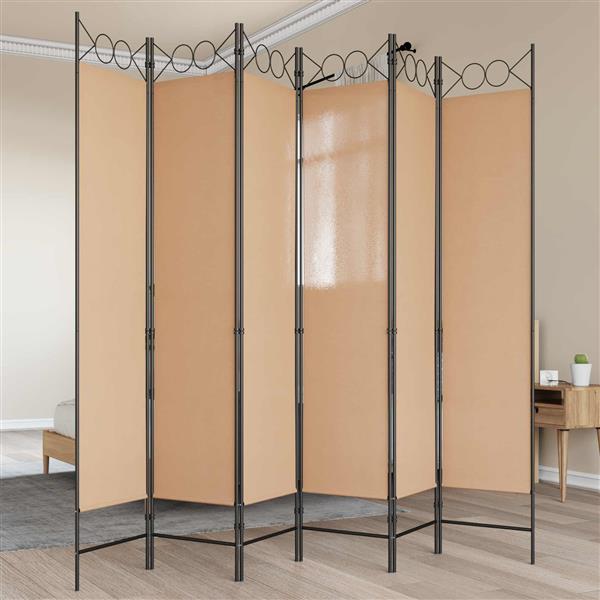 Grote foto vidaxl 6 panelen kamerscherm beige 240 x 200 cm stof huis en inrichting overige huis en inrichting