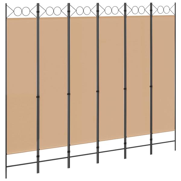 Grote foto vidaxl 6 panelen kamerscherm beige 240 x 200 cm stof huis en inrichting overige huis en inrichting