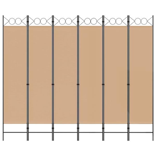 Grote foto vidaxl 6 panelen kamerscherm beige 240 x 200 cm stof huis en inrichting overige huis en inrichting