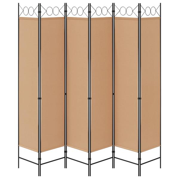 Grote foto vidaxl 6 panelen kamerscherm beige 240 x 200 cm stof huis en inrichting overige huis en inrichting