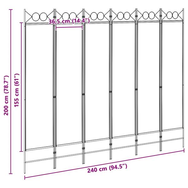 Grote foto vidaxl 6 panelen kamerscherm beige 240 x 200 cm stof huis en inrichting overige huis en inrichting