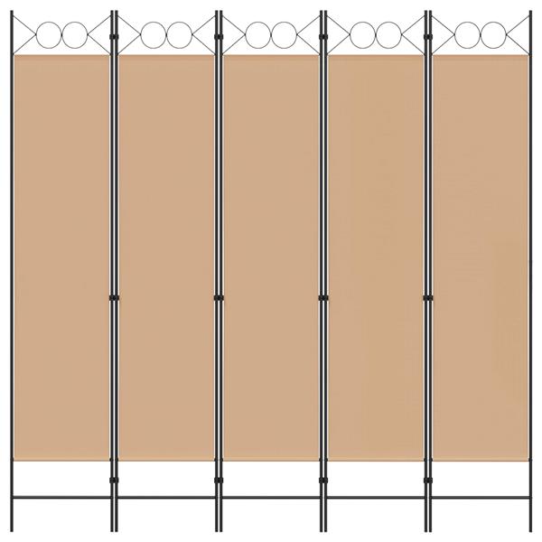 Grote foto vidaxl 5 panel room divider beige 200 x 200 cm stof huis en inrichting overige huis en inrichting