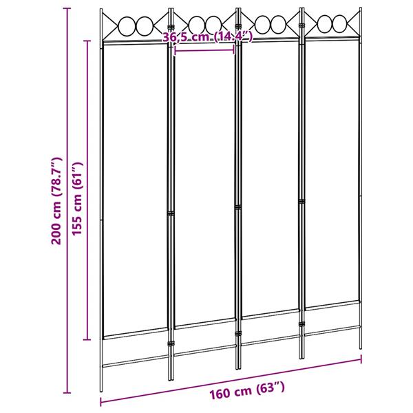 Grote foto vidaxl 4 panelen roomdivider beige 160 x 200 cm stof huis en inrichting overige huis en inrichting
