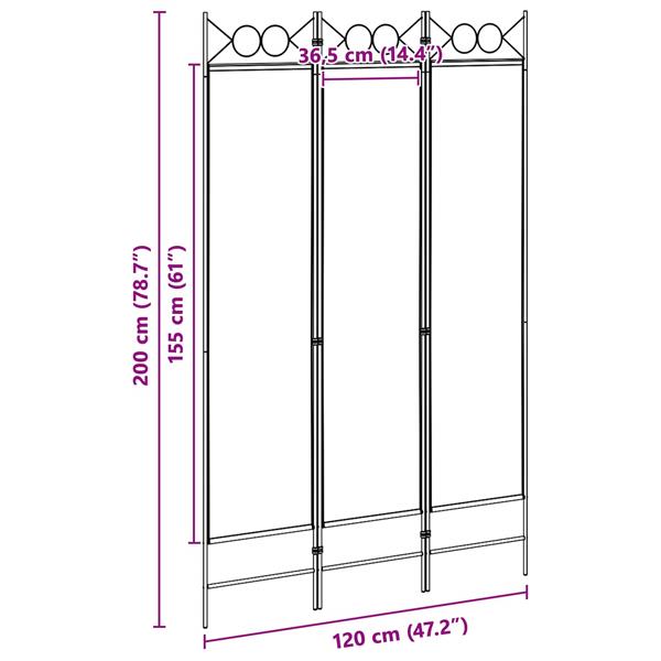 Grote foto vidaxl 3 panel room divider beige 120 x 200 cm stof huis en inrichting overige huis en inrichting