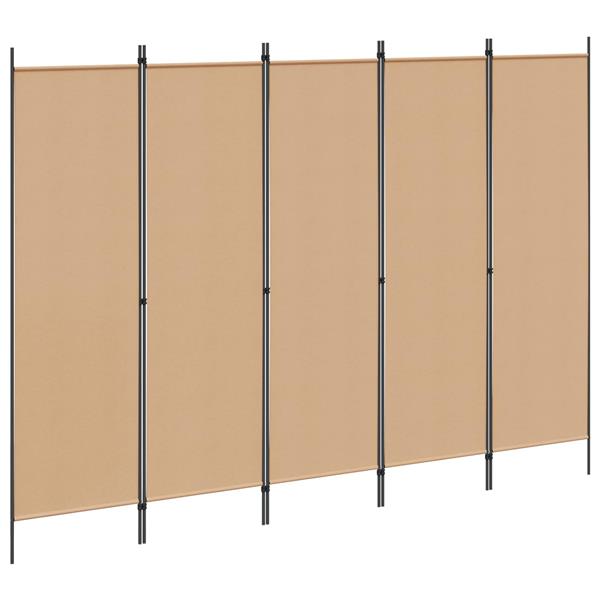 Grote foto vidaxl 5 panel room divider beige 250 x 180 cm stof huis en inrichting overige huis en inrichting
