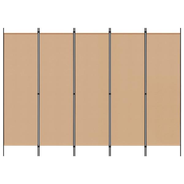 Grote foto vidaxl 5 panel room divider beige 250 x 180 cm stof huis en inrichting overige huis en inrichting