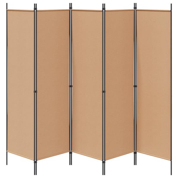 Grote foto vidaxl 5 panel room divider beige 250 x 180 cm stof huis en inrichting overige huis en inrichting
