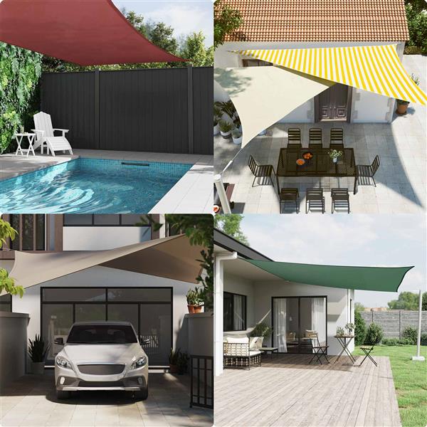 Grote foto vidaxl zonneschaduwzeil geel en wit 6 x 4 m 100 polyester oxford tuin en terras overige tuin en terras