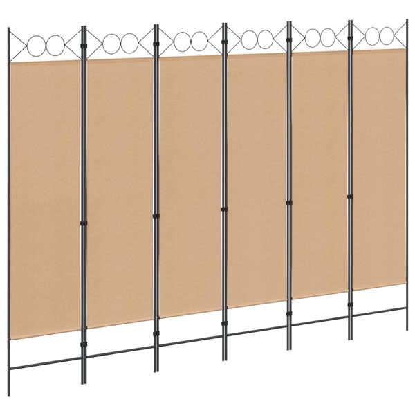 Grote foto vidaxl 6 panelen kamerscherm beige 240 x 180 cm stof huis en inrichting overige huis en inrichting