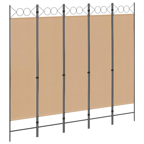 Grote foto vidaxl 5 panel room divider beige 200 x 180 cm stof huis en inrichting overige huis en inrichting