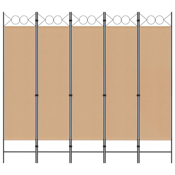 Grote foto vidaxl 5 panel room divider beige 200 x 180 cm stof huis en inrichting overige huis en inrichting