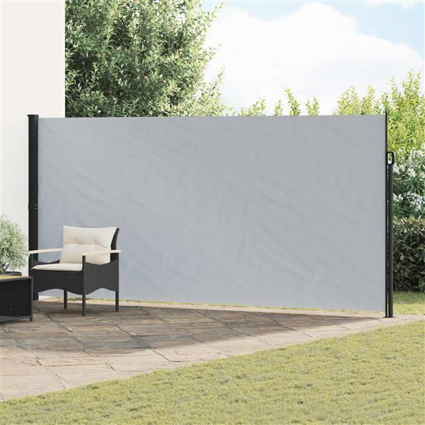 Grote foto vidaxl uittrekbaar zijscherm grijs 600 x 200 cm polyester tuin en terras overige tuin en terras