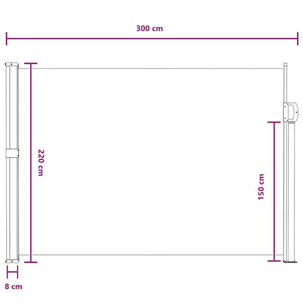 Grote foto vidaxl uittrekbaar zijscherm zand 300 x 220 cm polyester tuin en terras overige tuin en terras