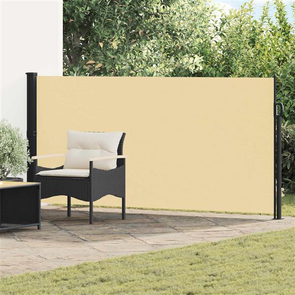 Grote foto vidaxl uittrekbaar zijscherm zand 300 x 160 cm polyester tuin en terras overige tuin en terras