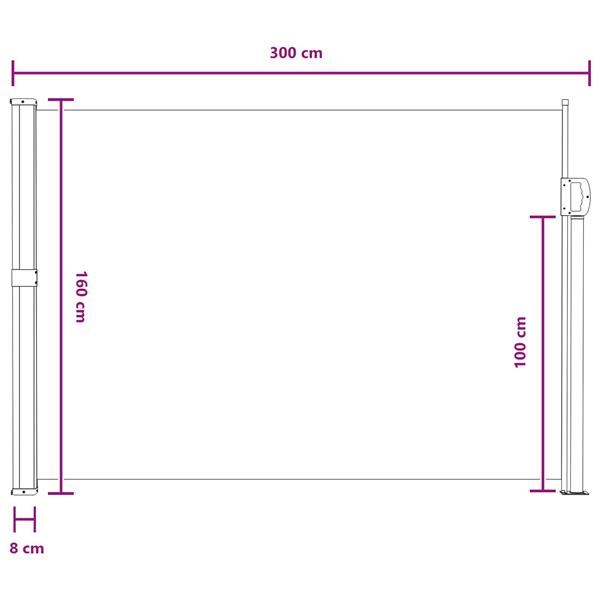 Grote foto vidaxl uittrekbaar zijscherm zand 300 x 160 cm polyester tuin en terras overige tuin en terras