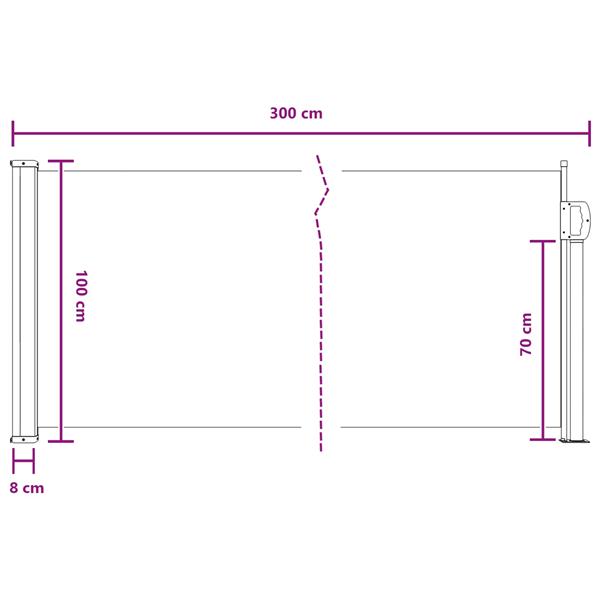 Grote foto vidaxl uittrekbaar zijscherm zand 300 x 100 cm polyester tuin en terras overige tuin en terras