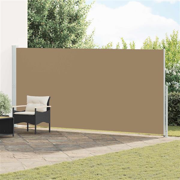 Grote foto vidaxl uittrekbaar zijscherm taupe 600 x 200 cm polyester tuin en terras overige tuin en terras