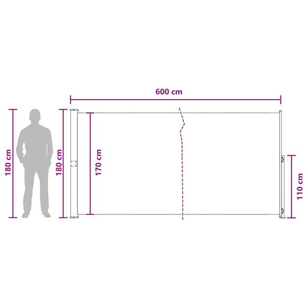 Grote foto vidaxl uittrekbaar zijscherm antracietkleurig 600 x 180 cm polyester tuin en terras overige tuin en terras