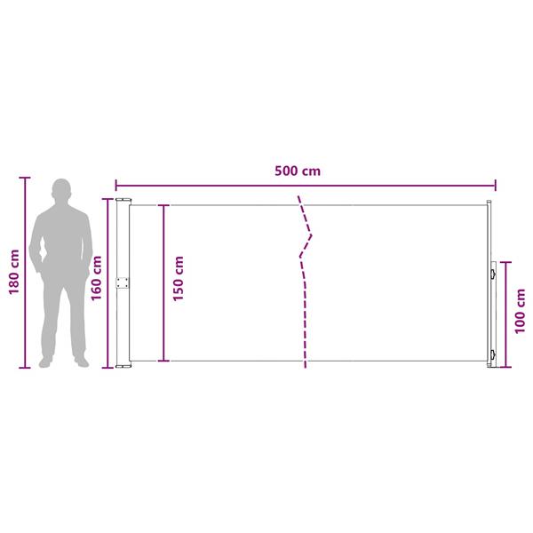 Grote foto vidaxl uittrekbaar zijscherm antracietkleurig 500 x 160 cm polyester tuin en terras overige tuin en terras