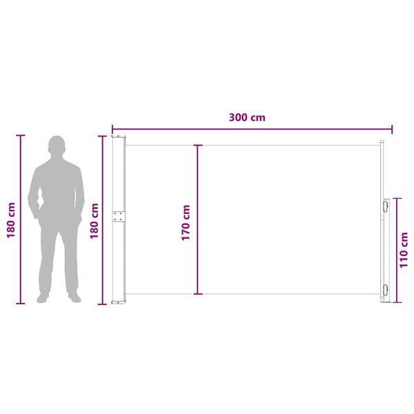 Grote foto vidaxl uittrekbaar zijscherm antracietkleurig 300 x 180 cm polyester tuin en terras overige tuin en terras