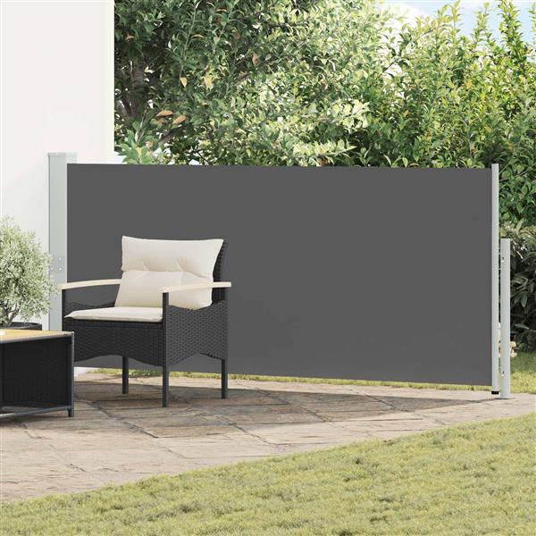 Grote foto vidaxl uittrekbaar zijscherm antracietkleurig 300 x 170 cm polyester tuin en terras overige tuin en terras
