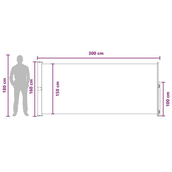 Grote foto vidaxl uittrekbaar zijscherm 100 polyester ijzer staal tuin en terras overige tuin en terras