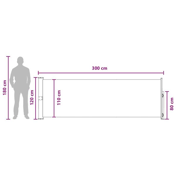 Grote foto vidaxl uittrekbaar zijscherm taupe 300 x 120 cm polyester tuin en terras overige tuin en terras