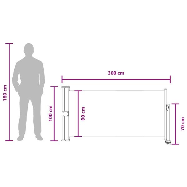 Grote foto vidaxl zijkant luifel 100 polyester ijzer staal tuin en terras overige tuin en terras