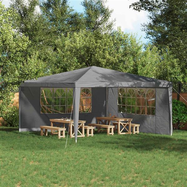 Grote foto vidaxl party tent zijwand 2 pcs 400 x 195 cm lichtgrijs pe en staal tuin en terras overige tuin en terras