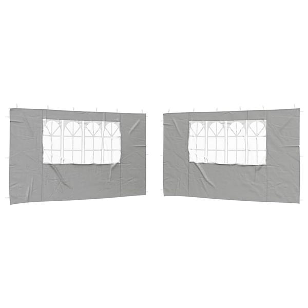 Grote foto vidaxl party tent zijwand 2 pcs 400 x 195 cm lichtgrijs pe en staal tuin en terras overige tuin en terras