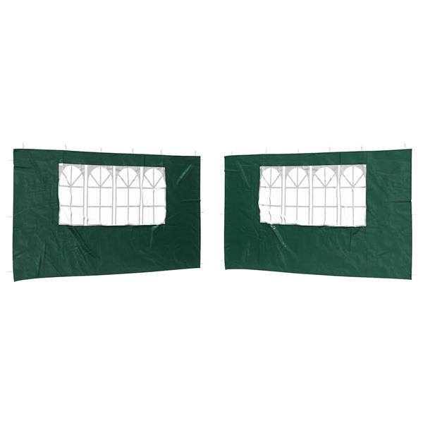 Grote foto vidaxl party tent zijwand 2 pcs 400 x 195 cm groen pe en staal tuin en terras overige tuin en terras