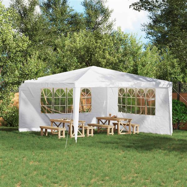 Grote foto vidaxl party tent zijwand 2 pcs 400 x 195 cm wit pe en staal tuin en terras overige tuin en terras
