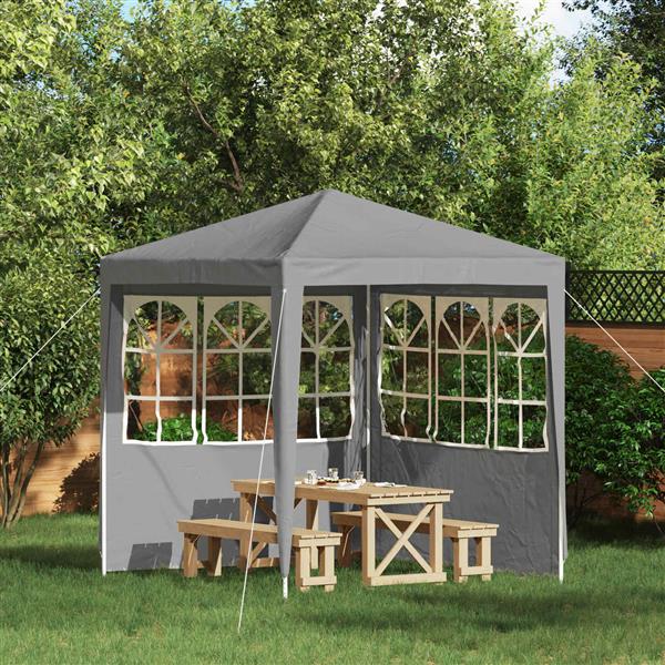 Grote foto vidaxl party tent zijwand 2 pcs 200 x 195 cm lichtgrijs pe en staal tuin en terras overige tuin en terras
