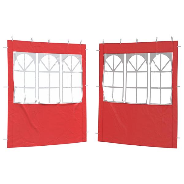 Grote foto vidaxl party tent zijwand 2 pcs 200 x 195 cm rood pe en staal tuin en terras overige tuin en terras
