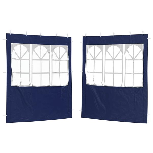 Grote foto vidaxl party tent zijwand 2 pcs 200 x 195 cm blauw pe en staal tuin en terras overige tuin en terras