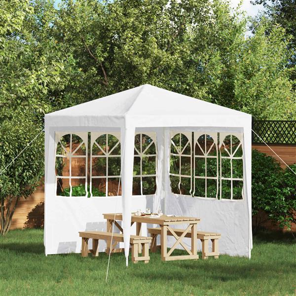 Grote foto vidaxl party tent zijwand 2 pcs 200 x 195 cm wit pe en staal tuin en terras overige tuin en terras