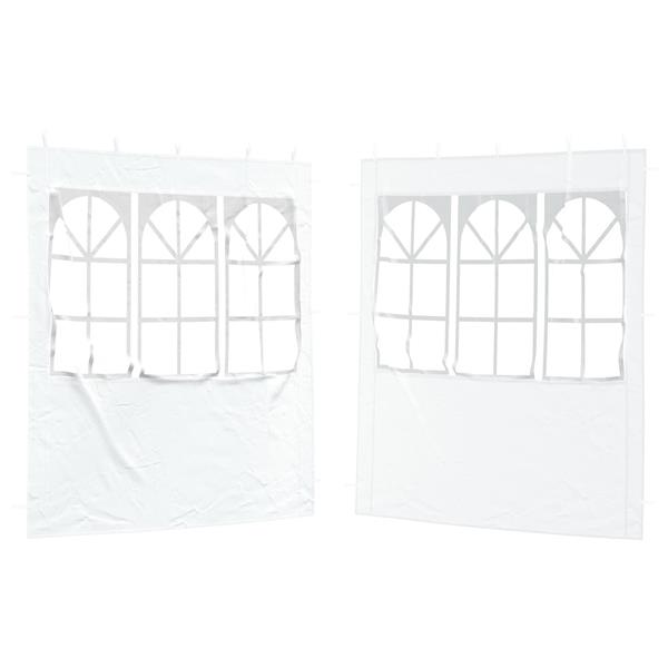 Grote foto vidaxl party tent zijwand 2 pcs 200 x 195 cm wit pe en staal tuin en terras overige tuin en terras