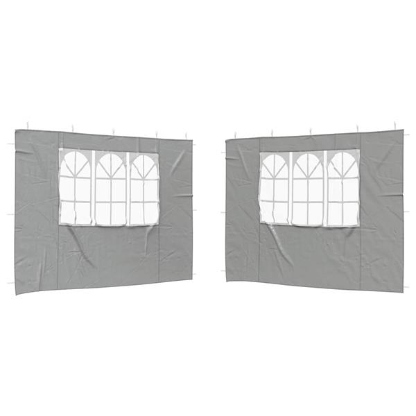 Grote foto vidaxl party tent zijwand 2 pcs 300 x 195 cm lichtgrijs pe en staal tuin en terras overige tuin en terras